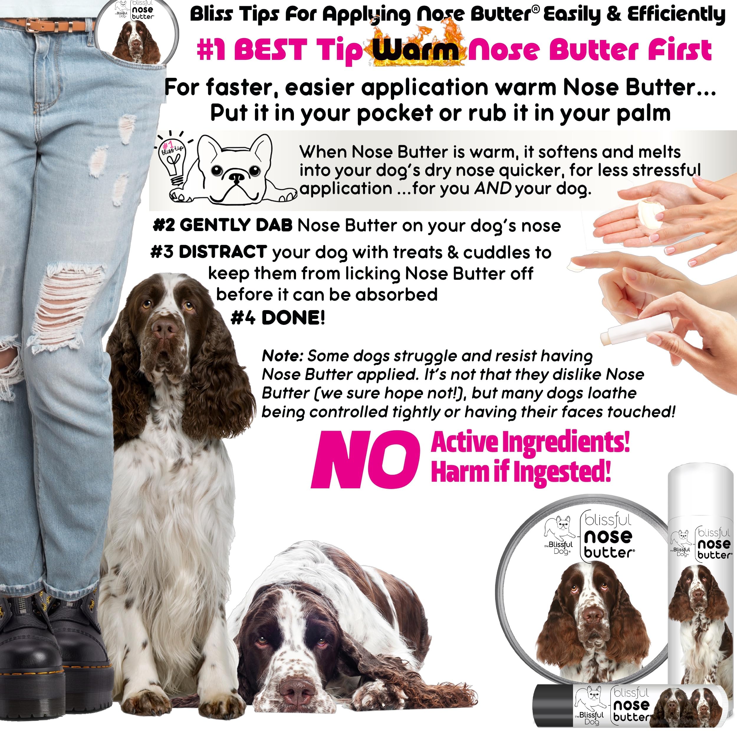 The Blissful Dog Springer Spaniel Unscented Nose Butter - Dog Nose Butter, 4 Ounce
